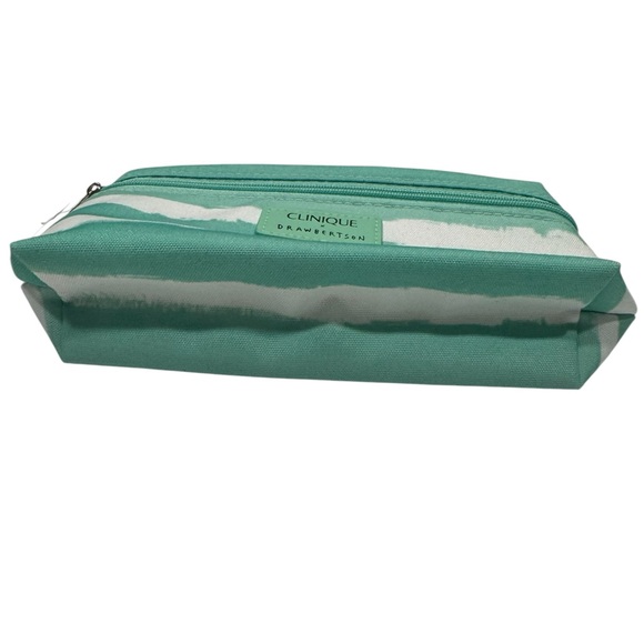 CLINQUE Drawbertson Cosmetic Bag Mint Green White NWT - Picture 5 of 14
